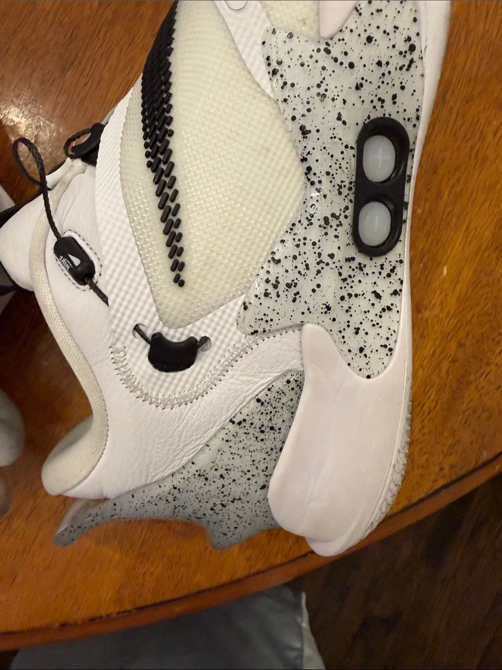 Nike men White and Black Speckled Adaptive Sneakers 8.5